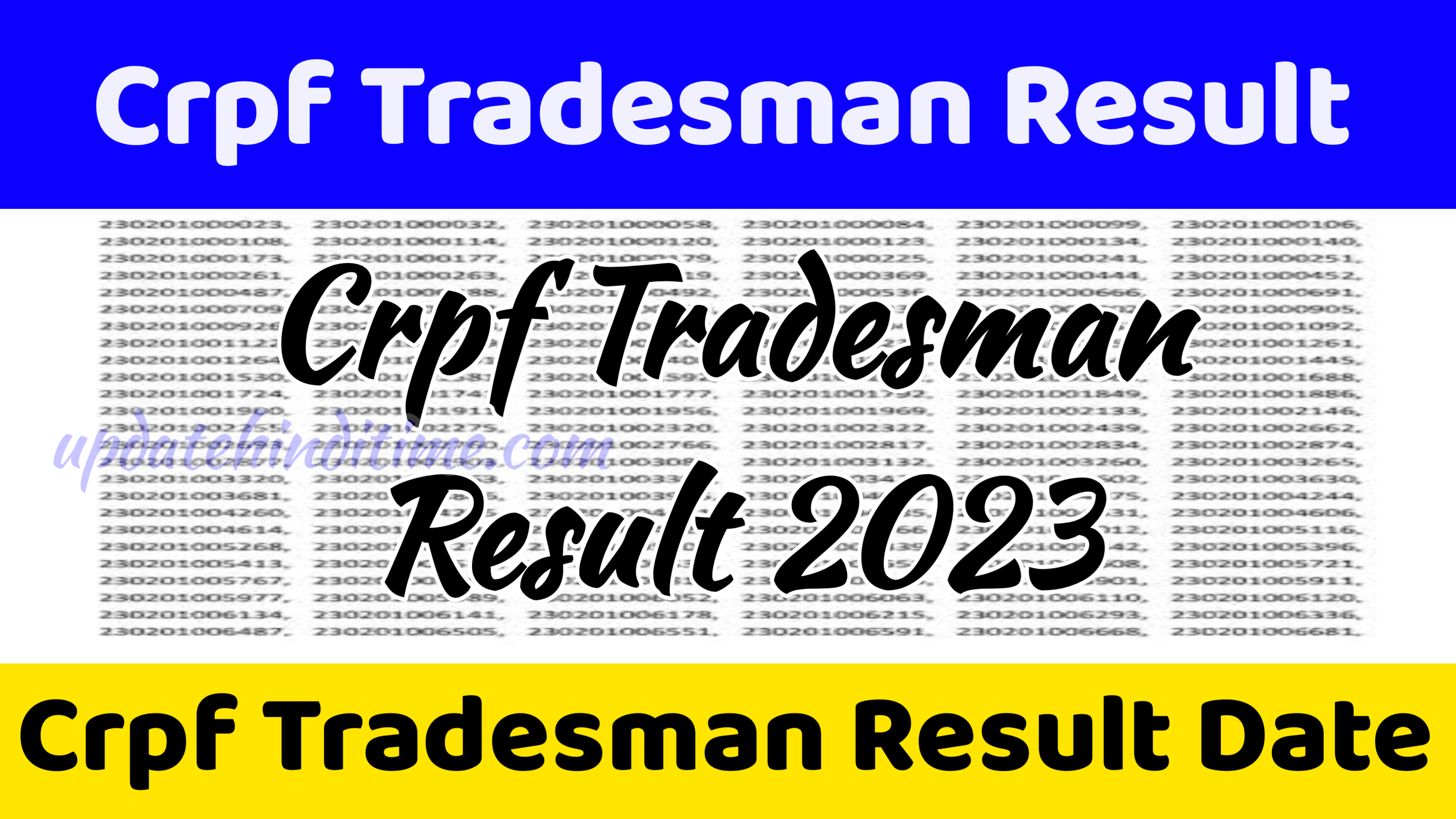 Crpf Tradesman Result 2023